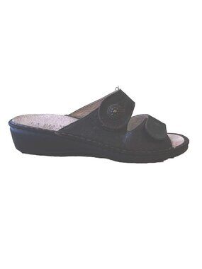 La Plume  Women's Size EU 40  Wedge 2-Strap Slide Sandals  Brown Leather